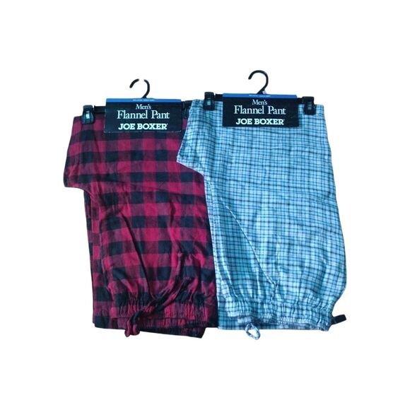 Joe Boxer Flannel Pajama Bottom Plaid Drawstring Pants Men's Size LARGE Lot of 2 - Picture 1 of 8